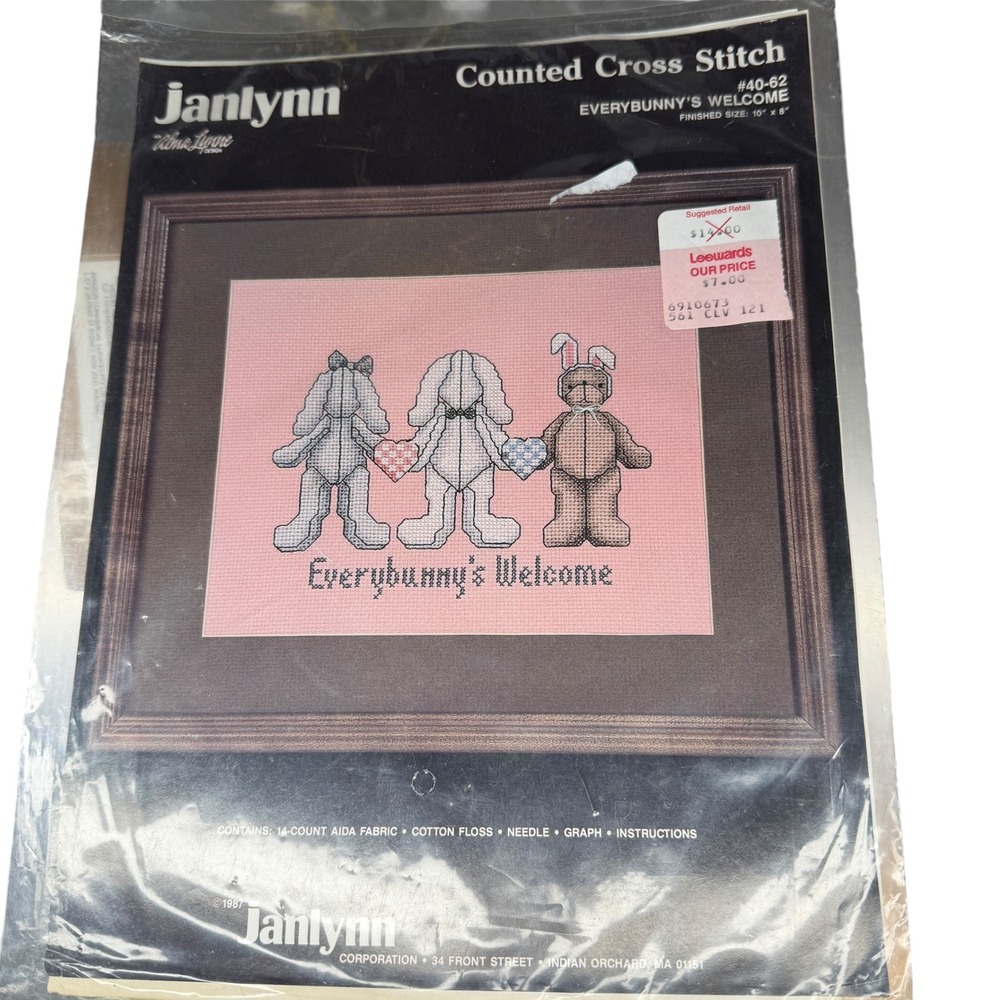 Janlynn‎ Everybunny's Welcome Counted Cross Stitch Kit 40-62 Vintage 1987 New